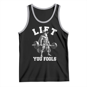 Funny Lift You Fools Tank Top Swole Wizard Weightlifting Bodybuilding Gym TS11 Black Athletic Heather Print Your Wear