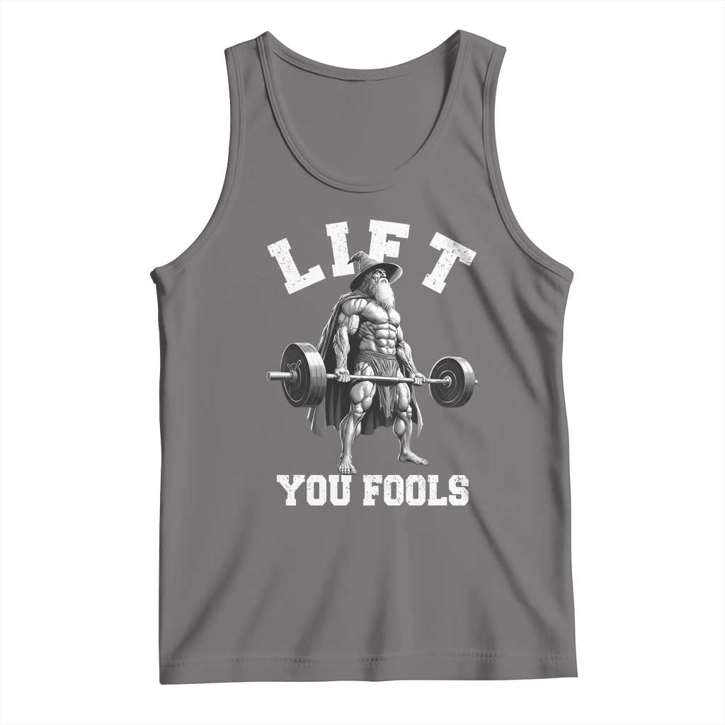 Funny Lift You Fools Tank Top Swole Wizard Weightlifting Bodybuilding Gym TS11 Deep Heather Print Your Wear