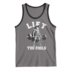 Funny Lift You Fools Tank Top Swole Wizard Weightlifting Bodybuilding Gym TS11 Deep Heather Black Print Your Wear