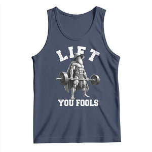 Funny Lift You Fools Tank Top Swole Wizard Weightlifting Bodybuilding Gym TS11 Navy Print Your Wear