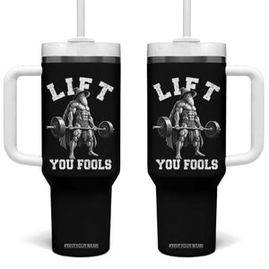 Funny Lift You Fools Tumbler With Handle Swole Wizard Weightlifting Bodybuilding Gym TS11 One Size: 40 oz Black Print Your Wear