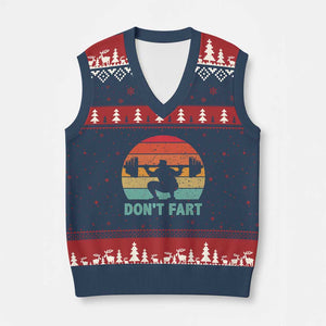 Dont Fart Fitness Gym Workout Weights Squat Humor V-Neck Knit Sweater Vest TS11 Navy Red Print Your Wear