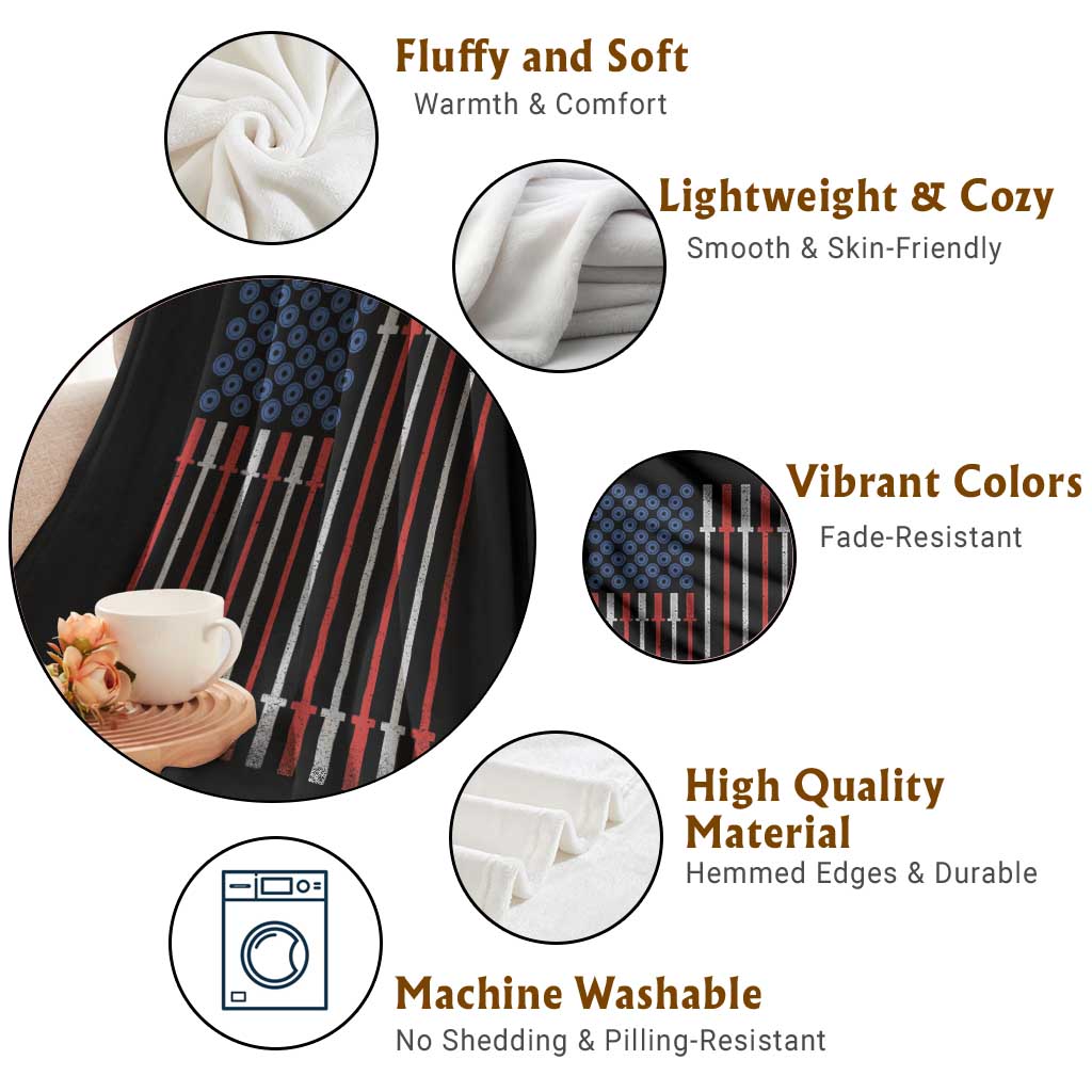 Fitness Gym Barbell Powerlifting Patriotic American Flag Throw Blanket TS11 Print Your Wear