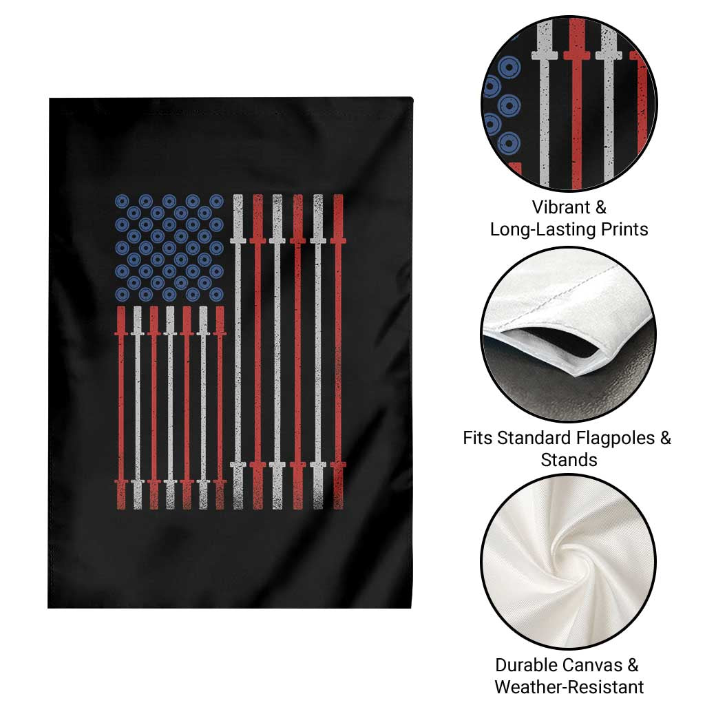 Fitness Gym Barbell Powerlifting Patriotic American Flag Garden Flag TS11 Print Your Wear