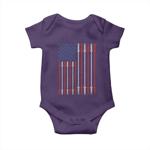 Fitness Gym Barbell Powerlifting Patriotic American Flag Baby Onesie TS11 Purple Print Your Wear