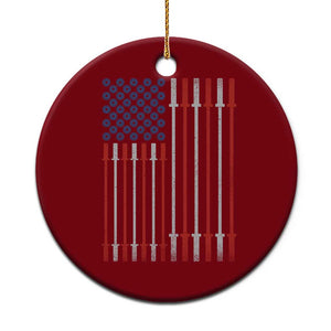 Fitness Gym Barbell Powerlifting Patriotic American Flag Ceramic Ornament TS11 1pc Red Print Your Wear