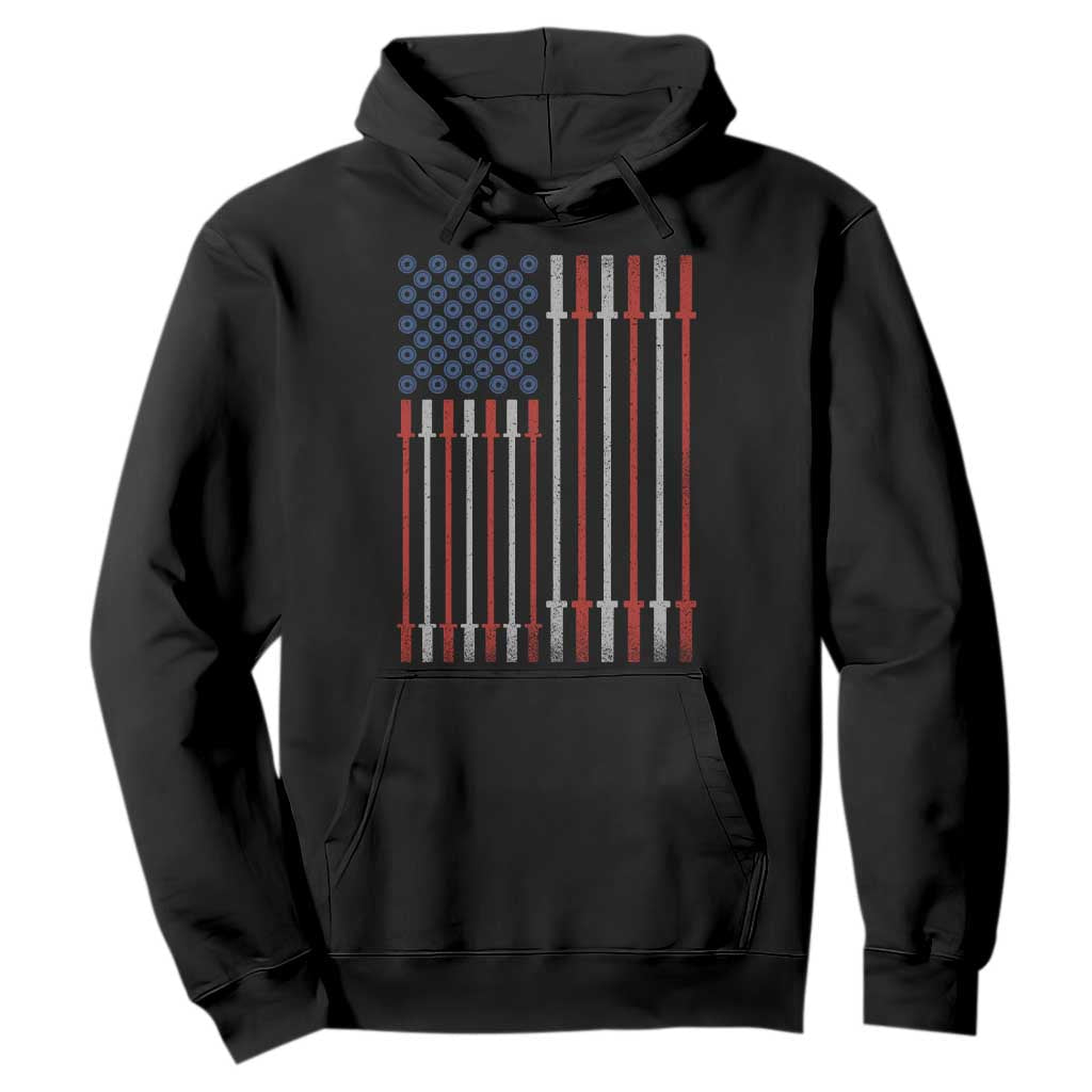 Fitness Gym Barbell Powerlifting Patriotic American Flag Hoodie TS11 Black Print Your Wear