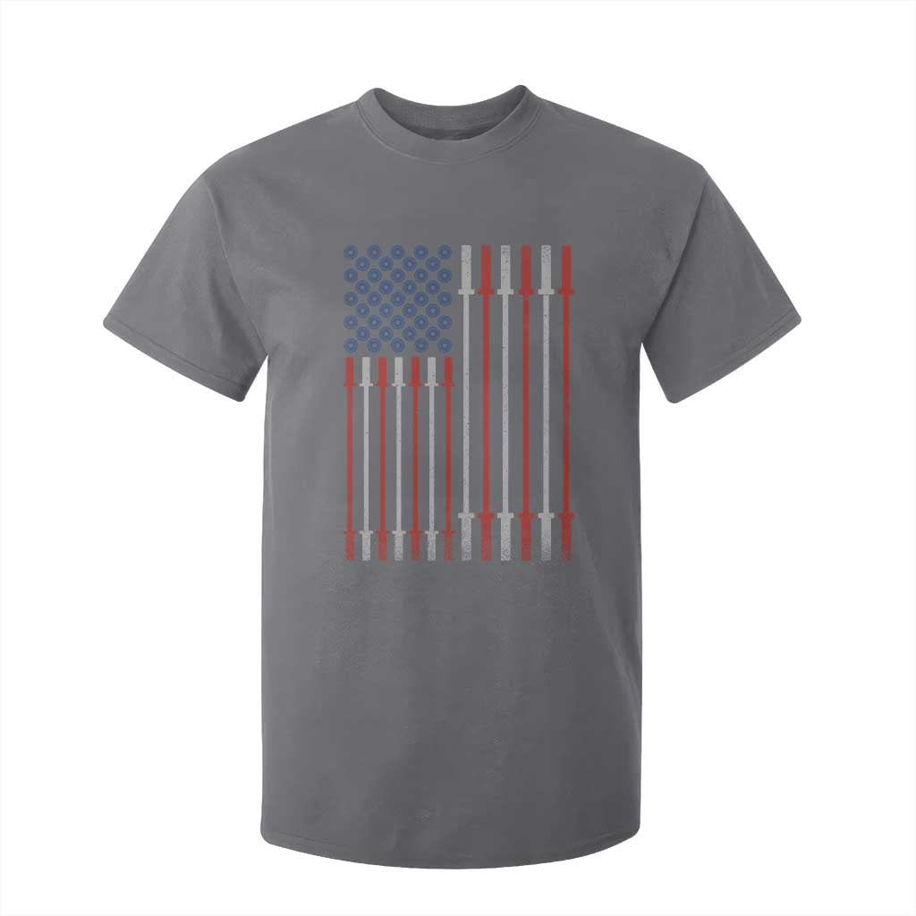 Fitness Gym Barbell Powerlifting Patriotic American Flag T Shirt For Kid TS11 Charcoal Print Your Wear