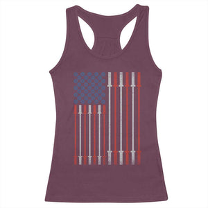 Fitness Gym Barbell Powerlifting Patriotic American Flag Racerback Tank Top TS11 Maroon Print Your Wear