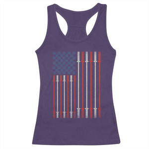 Fitness Gym Barbell Powerlifting Patriotic American Flag Racerback Tank Top TS11 Purple Print Your Wear