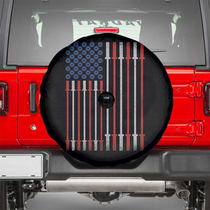 Fitness Gym Barbell Powerlifting Patriotic American Flag Spare Tire Cover TS11 Black Print Your Wear