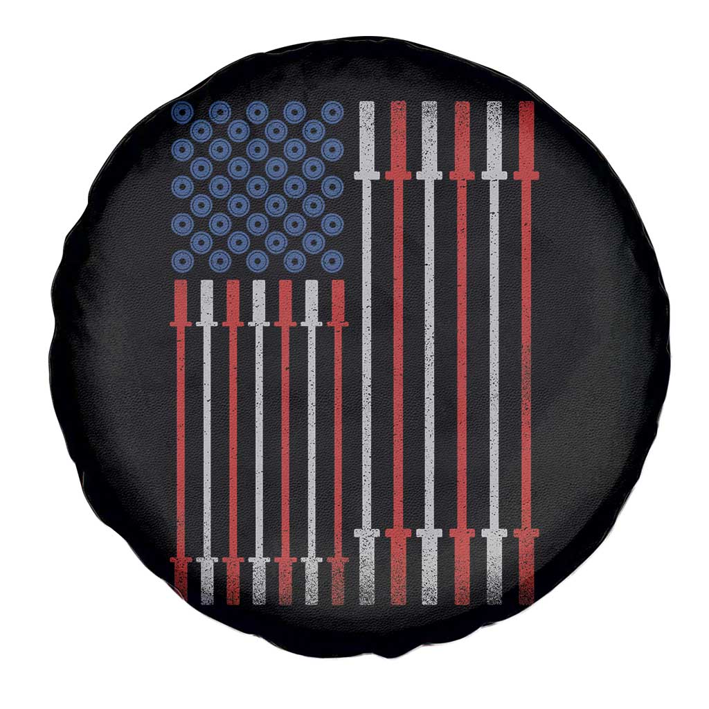 Fitness Gym Barbell Powerlifting Patriotic American Flag Spare Tire Cover TS11 Print Your Wear