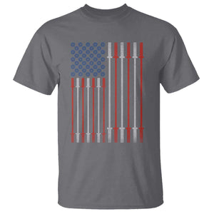 Fitness Gym Barbell Powerlifting Patriotic American Flag T Shirt TS11 Charcoal Print Your Wear