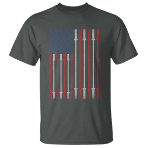 Fitness Gym Barbell Powerlifting Patriotic American Flag T Shirt TS11 Dark Heather Print Your Wear