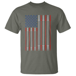 Fitness Gym Barbell Powerlifting Patriotic American Flag T Shirt TS11 Military Green Print Your Wear