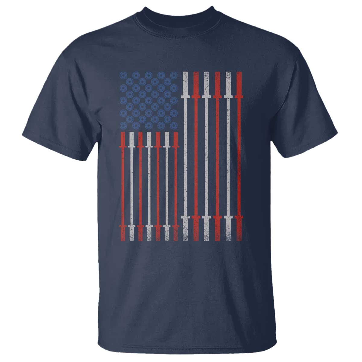 Fitness Gym Barbell Powerlifting Patriotic American Flag T Shirt TS11 Navy Print Your Wear