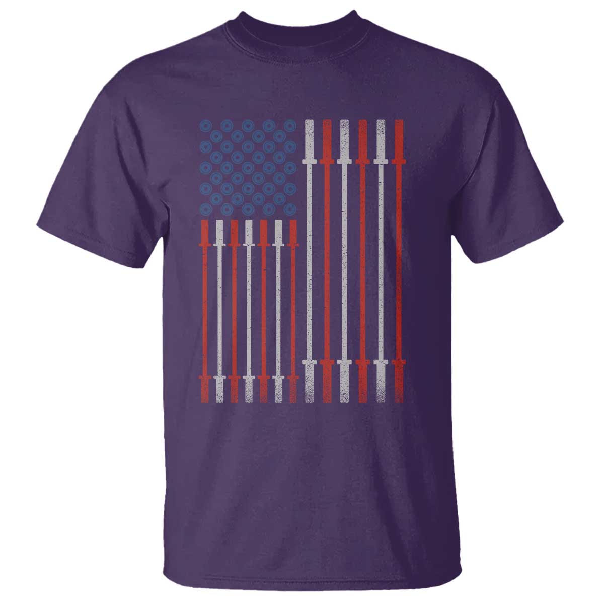 Fitness Gym Barbell Powerlifting Patriotic American Flag T Shirt TS11 Purple Print Your Wear