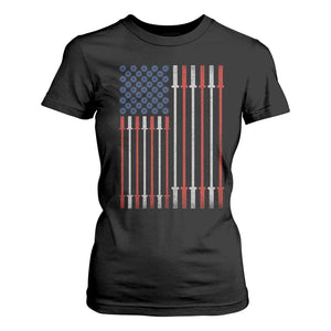 Fitness Gym Barbell Powerlifting Patriotic American Flag T Shirt For Women TS11 Black Print Your Wear