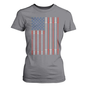 Fitness Gym Barbell Powerlifting Patriotic American Flag T Shirt For Women TS11 Charcoal Print Your Wear