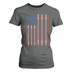 Fitness Gym Barbell Powerlifting Patriotic American Flag T Shirt For Women TS11 Dark Heather Print Your Wear