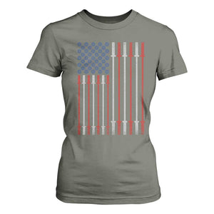 Fitness Gym Barbell Powerlifting Patriotic American Flag T Shirt For Women TS11 Military Green Print Your Wear