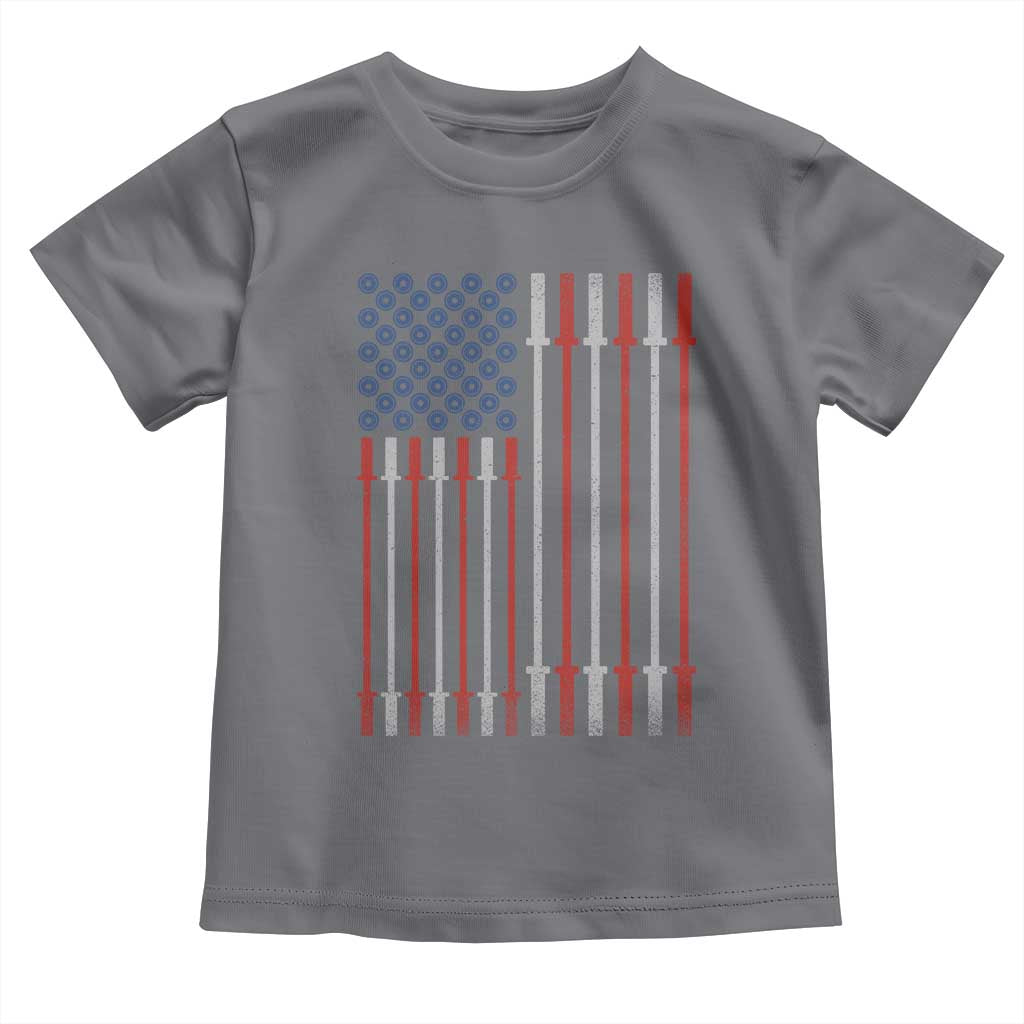 Fitness Gym Barbell Powerlifting Patriotic American Flag Toddler T Shirt TS11 Charcoal Print Your Wear