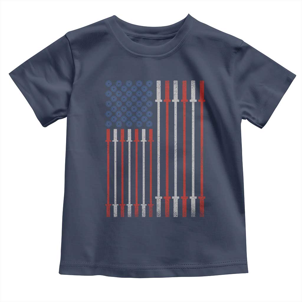 Fitness Gym Barbell Powerlifting Patriotic American Flag Toddler T Shirt TS11 Navy Print Your Wear