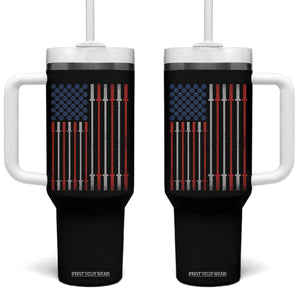 Fitness Gym Barbell Powerlifting Patriotic American Flag Tumbler With Handle TS11 One Size: 40 oz Black Print Your Wear