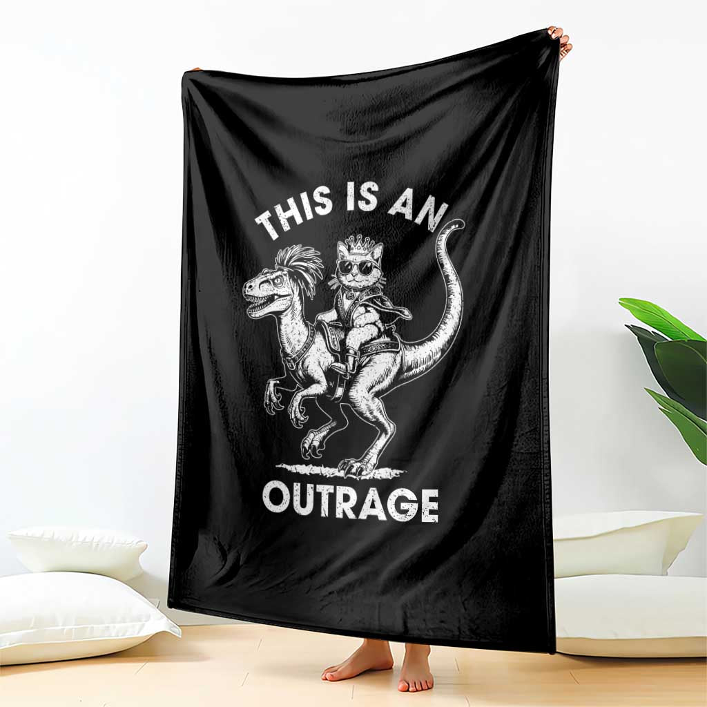 Dungeon Cat This Is An Outrage Throw Blanket Funny Princess Cat Riding Dinosaur TS11 Print Your Wear