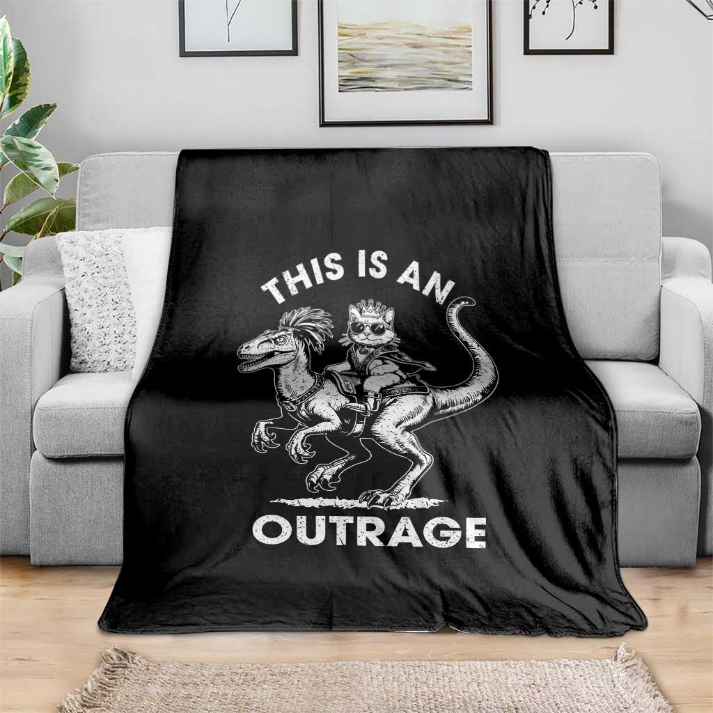 Dungeon Cat This Is An Outrage Throw Blanket Funny Princess Cat Riding Dinosaur TS11 Print Your Wear