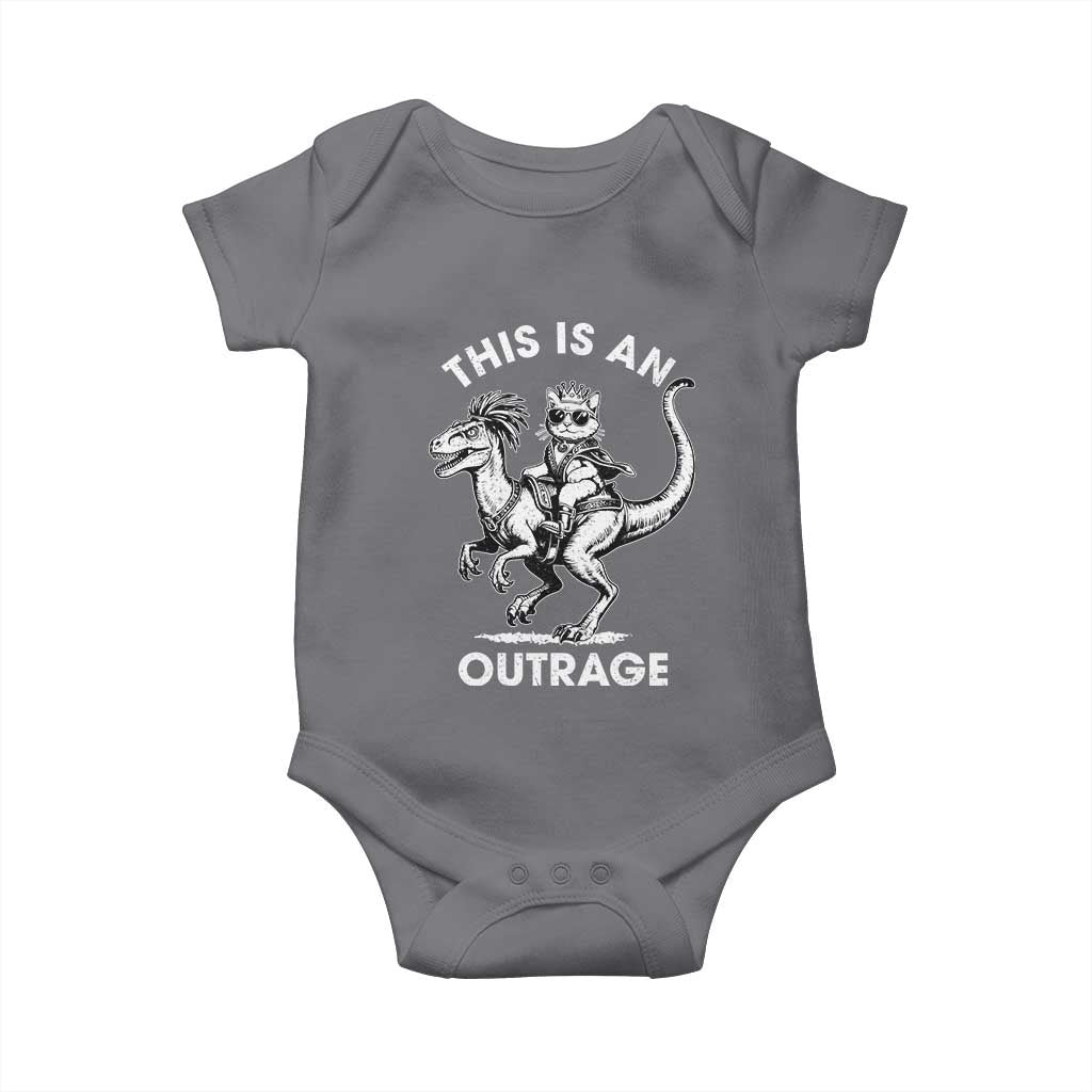Dungeon Cat This Is An Outrage Baby Onesie Funny Princess Cat Riding Dinosaur TS11 Charcoal Print Your Wear