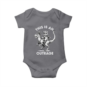Dungeon Cat This Is An Outrage Baby Onesie Funny Princess Cat Riding Dinosaur TS11 Charcoal Print Your Wear