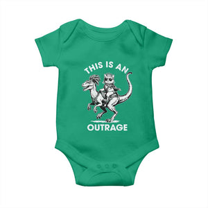 Dungeon Cat This Is An Outrage Baby Onesie Funny Princess Cat Riding Dinosaur TS11 Irish Green Print Your Wear