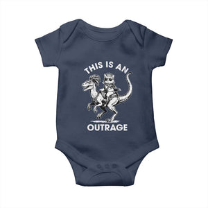 Dungeon Cat This Is An Outrage Baby Onesie Funny Princess Cat Riding Dinosaur TS11 Navy Print Your Wear