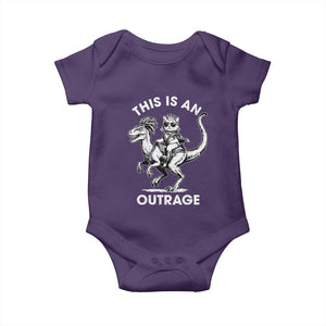 Dungeon Cat This Is An Outrage Baby Onesie Funny Princess Cat Riding Dinosaur TS11 Purple Print Your Wear