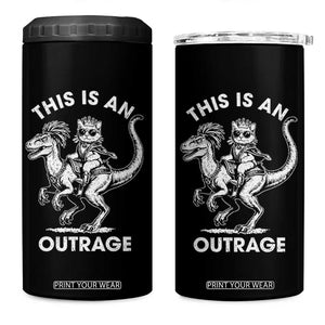 Dungeon Cat This Is An Outrage 4 in 1 Can Cooler Tumbler Funny Princess Cat Riding Dinosaur TS11 One Size: 16 oz Black Print Your Wear