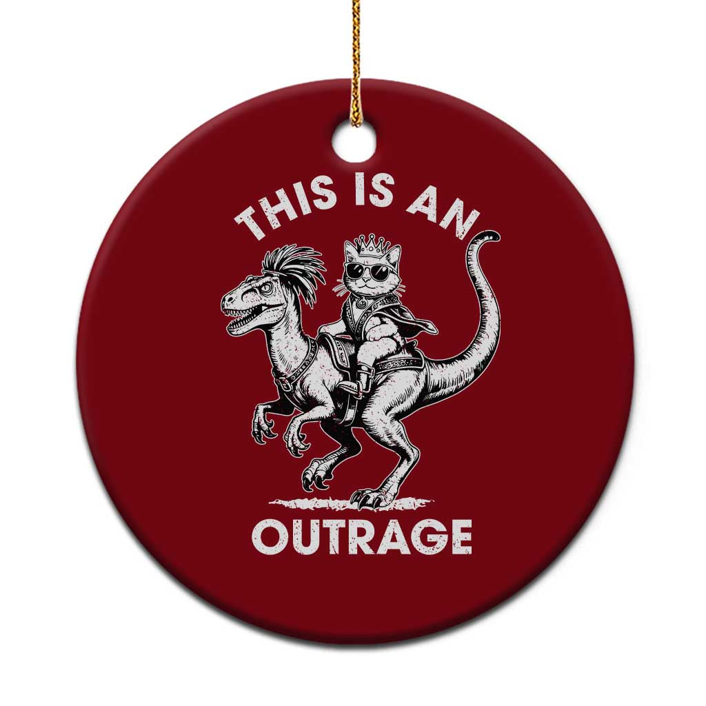 Dungeon Cat This Is An Outrage Ceramic Ornament Funny Princess Cat Riding Dinosaur TS11 1pc Red Print Your Wear