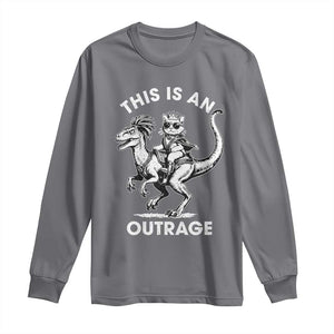 Dungeon Cat This Is An Outrage Long Sleeve Shirt Funny Princess Cat Riding Dinosaur TS11 Charcoal Print Your Wear