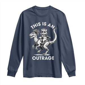 Dungeon Cat This Is An Outrage Long Sleeve Shirt Funny Princess Cat Riding Dinosaur TS11 Navy Print Your Wear