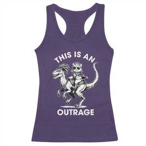 Dungeon Cat This Is An Outrage Racerback Tank Top Funny Princess Cat Riding Dinosaur TS11 Purple Print Your Wear