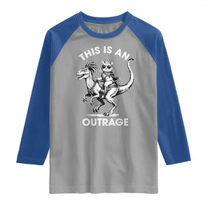 Dungeon Cat This Is An Outrage Raglan Shirt Funny Princess Cat Riding Dinosaur TS11 Sport Gray Royal Print Your Wear