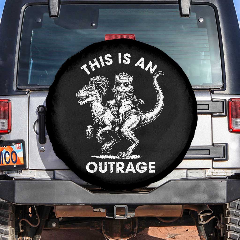 Dungeon Cat This Is An Outrage Spare Tire Cover Funny Princess Cat Riding Dinosaur TS11 No hole Black Print Your Wear