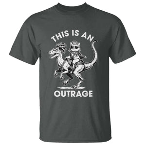 Dungeon Cat This Is An Outrage T Shirt Funny Princess Cat Riding Dinosaur TS11 Dark Heather Print Your Wear