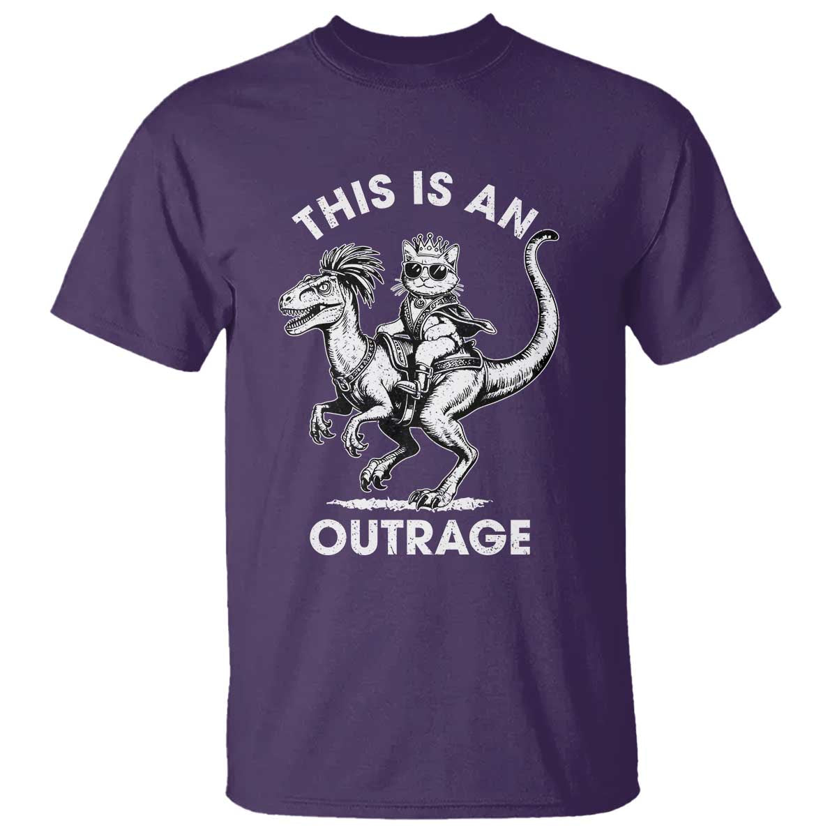 Dungeon Cat This Is An Outrage T Shirt Funny Princess Cat Riding Dinosaur TS11 Purple Print Your Wear