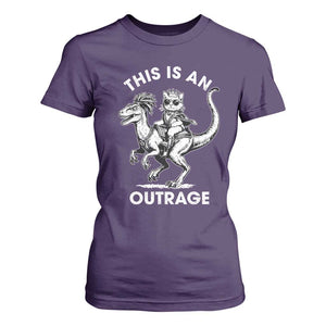 Dungeon Cat This Is An Outrage T Shirt For Women Funny Princess Cat Riding Dinosaur TS11 Purple Print Your Wear