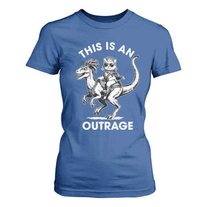 Dungeon Cat This Is An Outrage T Shirt For Women Funny Princess Cat Riding Dinosaur TS11 Royal Blue Print Your Wear
