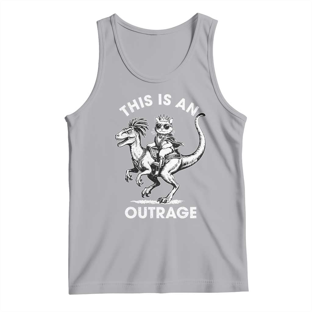 Dungeon Cat This Is An Outrage Tank Top Funny Princess Cat Riding Dinosaur TS11 Athletic Heather Print Your Wear
