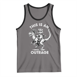 Dungeon Cat This Is An Outrage Tank Top Funny Princess Cat Riding Dinosaur TS11 Deep Heather Black Print Your Wear