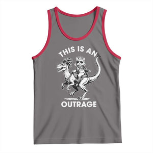 Dungeon Cat This Is An Outrage Tank Top Funny Princess Cat Riding Dinosaur TS11 Deep Heather Red Print Your Wear