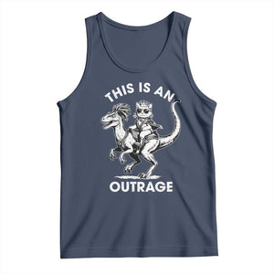 Dungeon Cat This Is An Outrage Tank Top Funny Princess Cat Riding Dinosaur TS11 Navy Print Your Wear